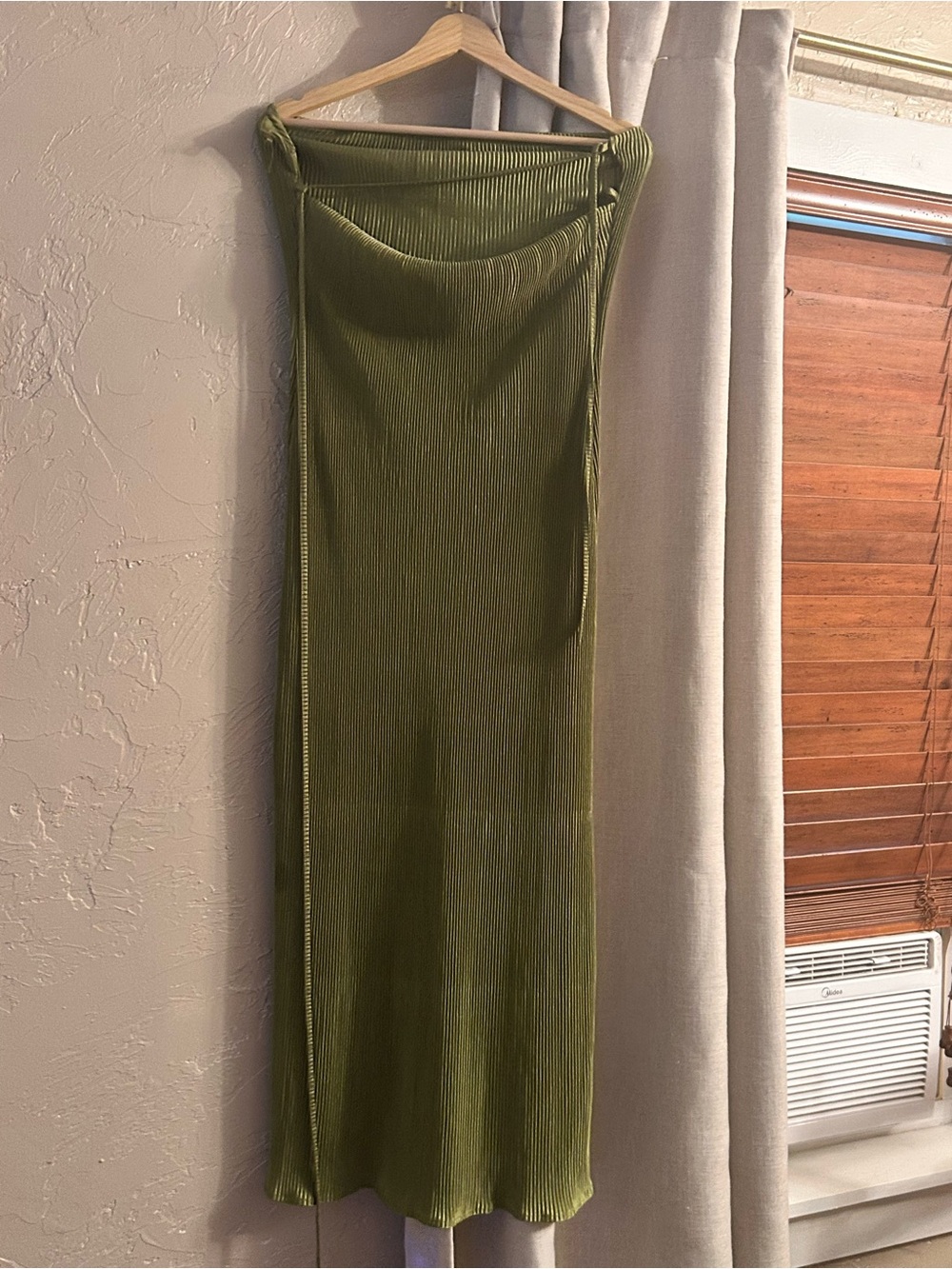 Olive Green Ribbed Slip Dress